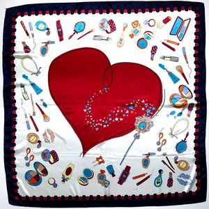 Love Pattern Satin Charmeuse Scarf